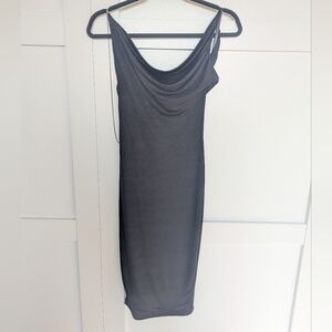 JLUXLABEL Elegant Black Sleeveless Dress W/Metal Chain Size Small